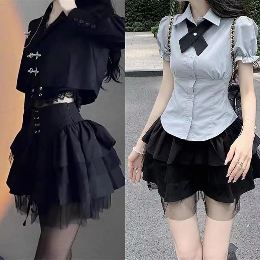 ロリータ風 セーラー服 制服風 学院風 地雷系 フレアスカート ミニスカート Amazon.co.jp: [SDSXZWG] 地雷系 可愛い スカート レディース