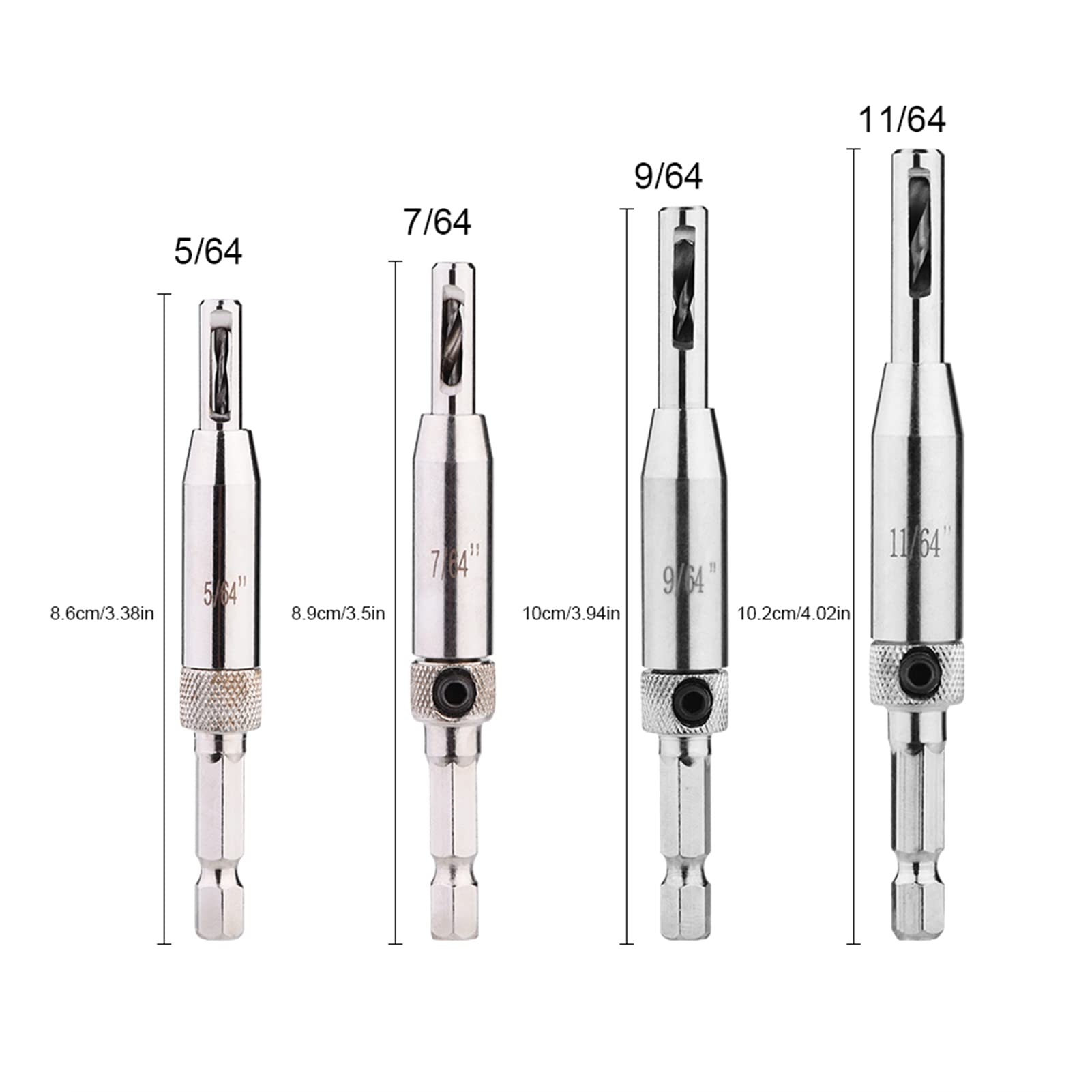 Door Hinge Open Hole Opener, Door Hinge Drill Bit, Wood Drill Bit Self Centering Drill Bit 4pcs Hex Shank Drill Bit Set Door Window