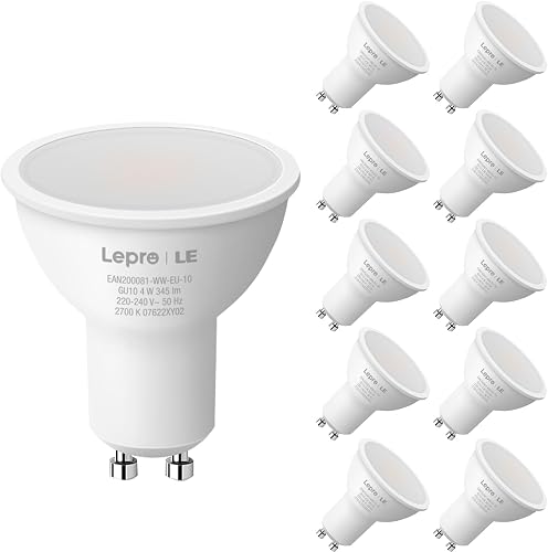 Lepro GU10 LED Warmweiss 4W Lampe, Ersetzt 50W Halogenlampen, 345 Lumen Leuchtmittel LED GU10 Warmweiss, 2700K Warmweiß, 100° Strahlwinkel Reflektorlampen, 10 Stück