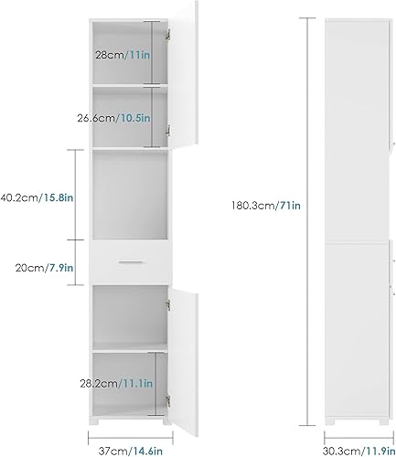 Miniatura 2 de FOTOSOK Armario de almacenamiento de 71 pulgadas de alto, piso de esquina delgada con puerta, gabinete de baño independiente de 6 niveles para baño,