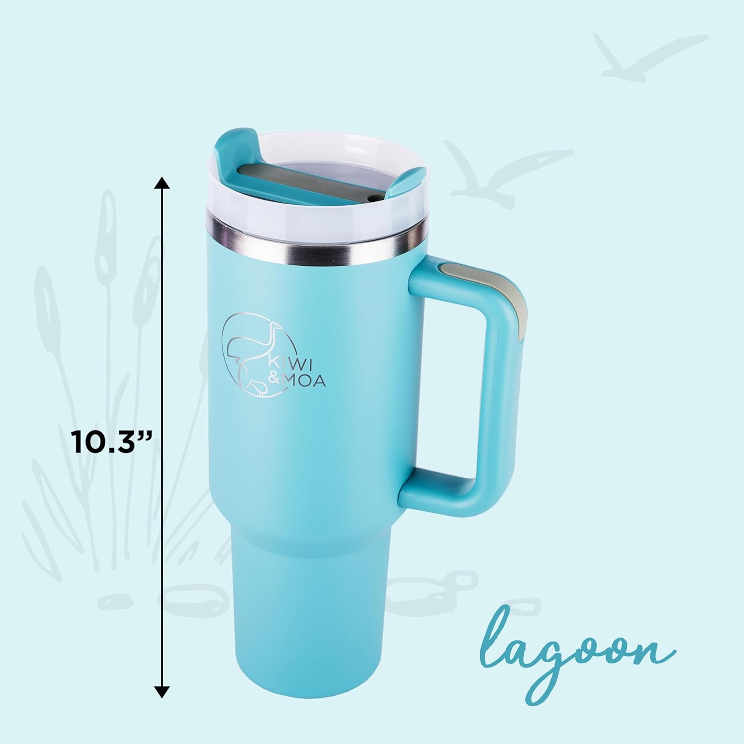 40oz. Tumbler with Handle and Straw, includes Kiwi Straw Topper (Blossom) - Image 6