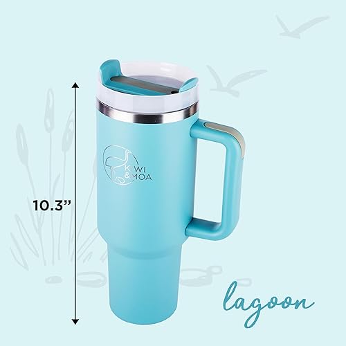 Miniatura 6 de Vaso de 40 onzas con asa y pajita, incluye pajita de kiwi (flores)