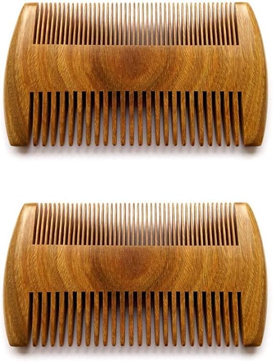 Myhsmooth Pente de Bolso em Sândalo Verde com Dois Lados para Barba e Bigode, Pacote com 2
