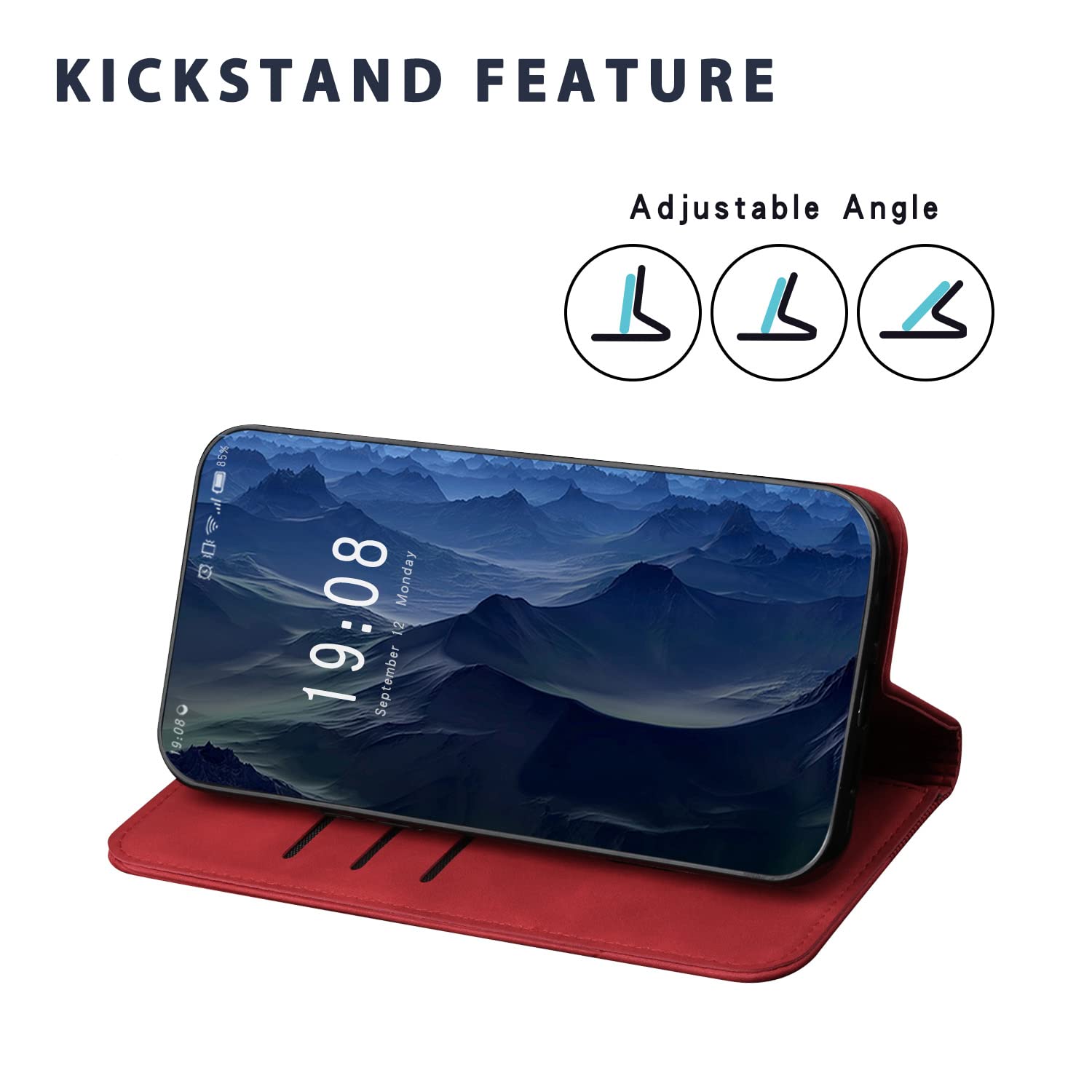 Case Compatible with Xiaomi Redmi Note 7 / Redmi Note 7 Pro, Premium PU Leather Wallet Case with [Card Slots], Shockproof Flip Cover for Xiaomi Redmi Note 7 / Redmi Note 7 Pro (Red) — view 6