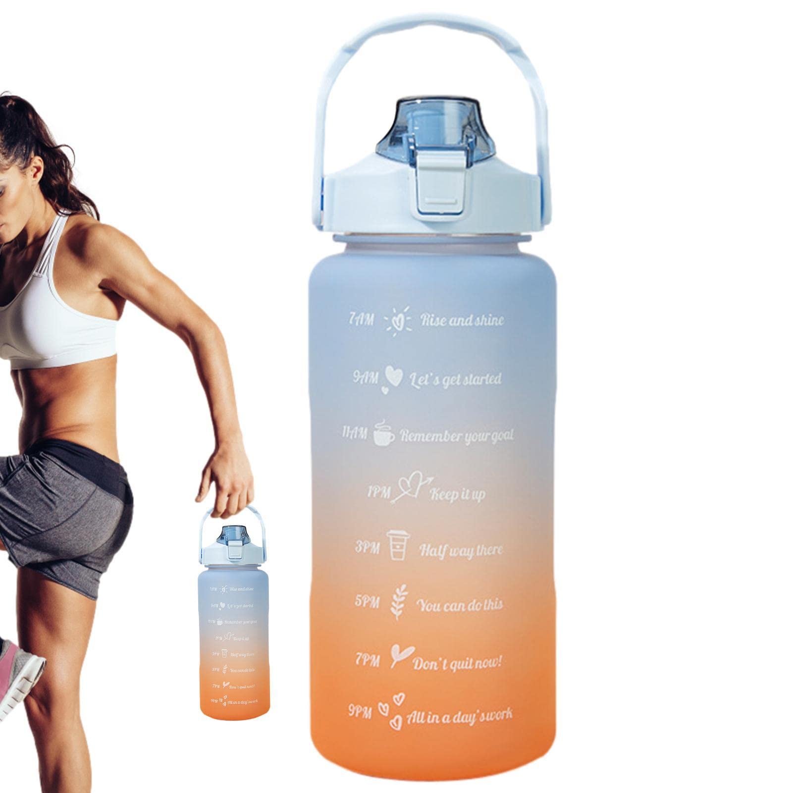 Gradient Color Water Bottle - 2L Leak Proof Water Cups with Straw - Easy Carrying Drinking Accessories for Friends, Runners, Campers for Camping โ image 1