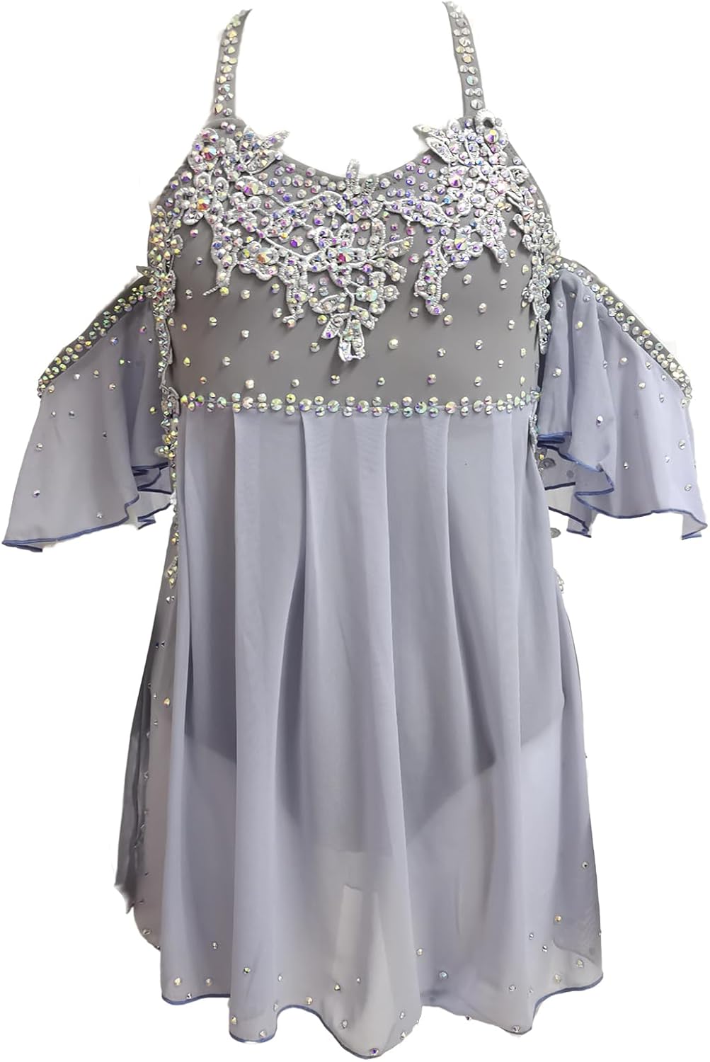 Lyrical Dance Dress for Girls Gray Polyester Custom Size Performance and Competition Wear