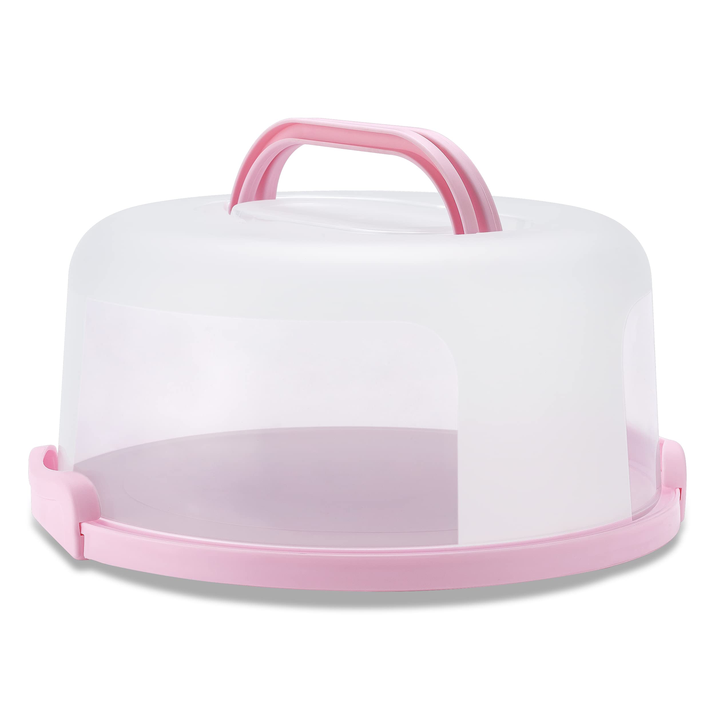 Pink Cake Carrier - 10 Inch Cake Holder with Lid -2 Pink Cake Carrier - 10 Inch Cake Holder with Lid -2