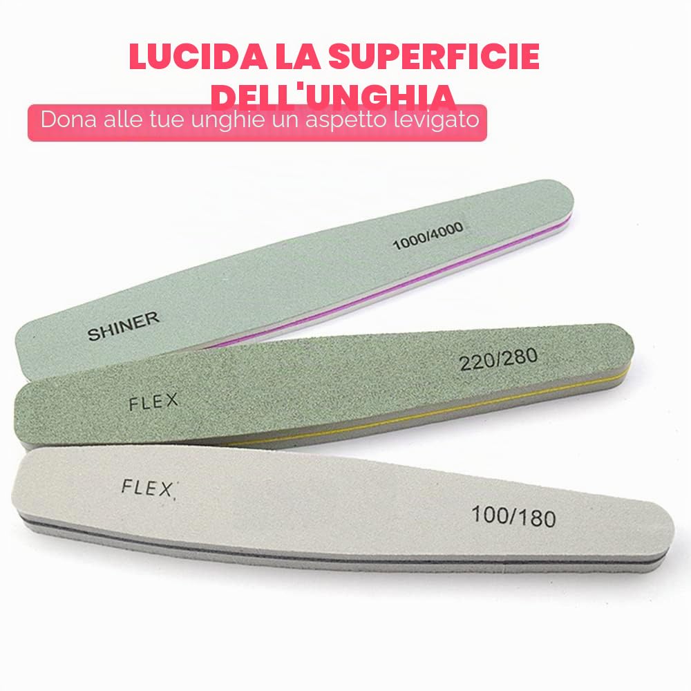 Lime unghie professionali multifunzione Lima Unghie a doppia faccia 100 * 180 * 300 * 600 * 1000 * 3000 * 6000 grit Manicure Buffer Double sided per Unghie in Cristallo Naturale Acrilico 6 pezzi