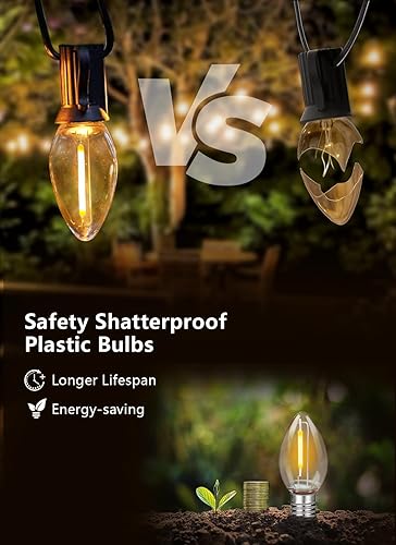 Miniatura 6 de Bombillas LED de repuesto C7 de Navidad, bombillas LED de noche con base de candelabro E12, equivalente a incandescente de 5 W, 6 W, 7 W, blanco