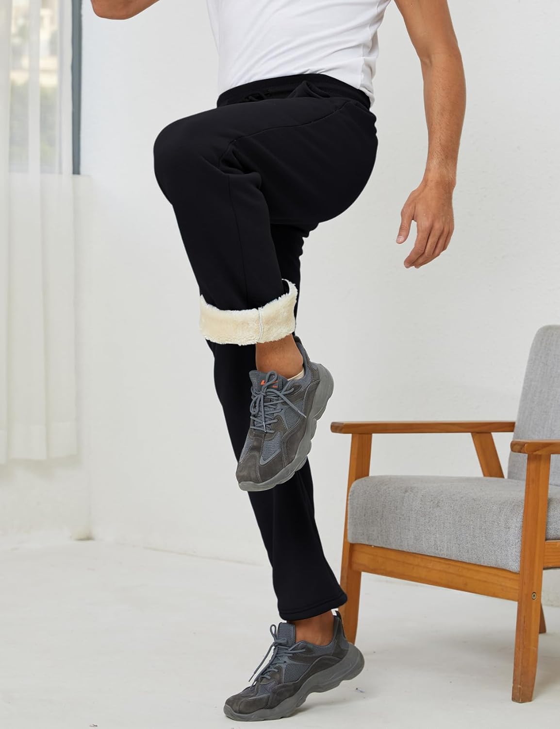 Gihuo Men's Winter Fleece Pants Sherpa Lined Sweatpants Active Running Jogger Pants - Image 6