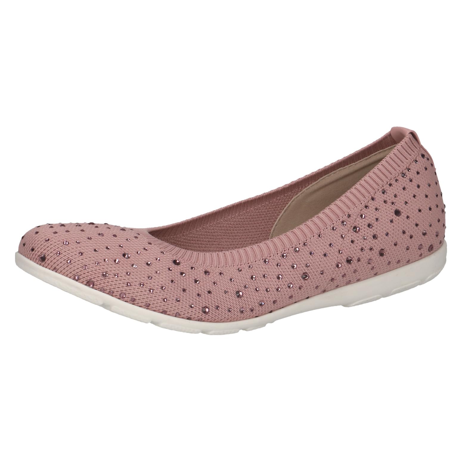 CAPRICE Women's Glitter Ballet Flats Comfortable, Pink (Rose Knit), 6.5 UK