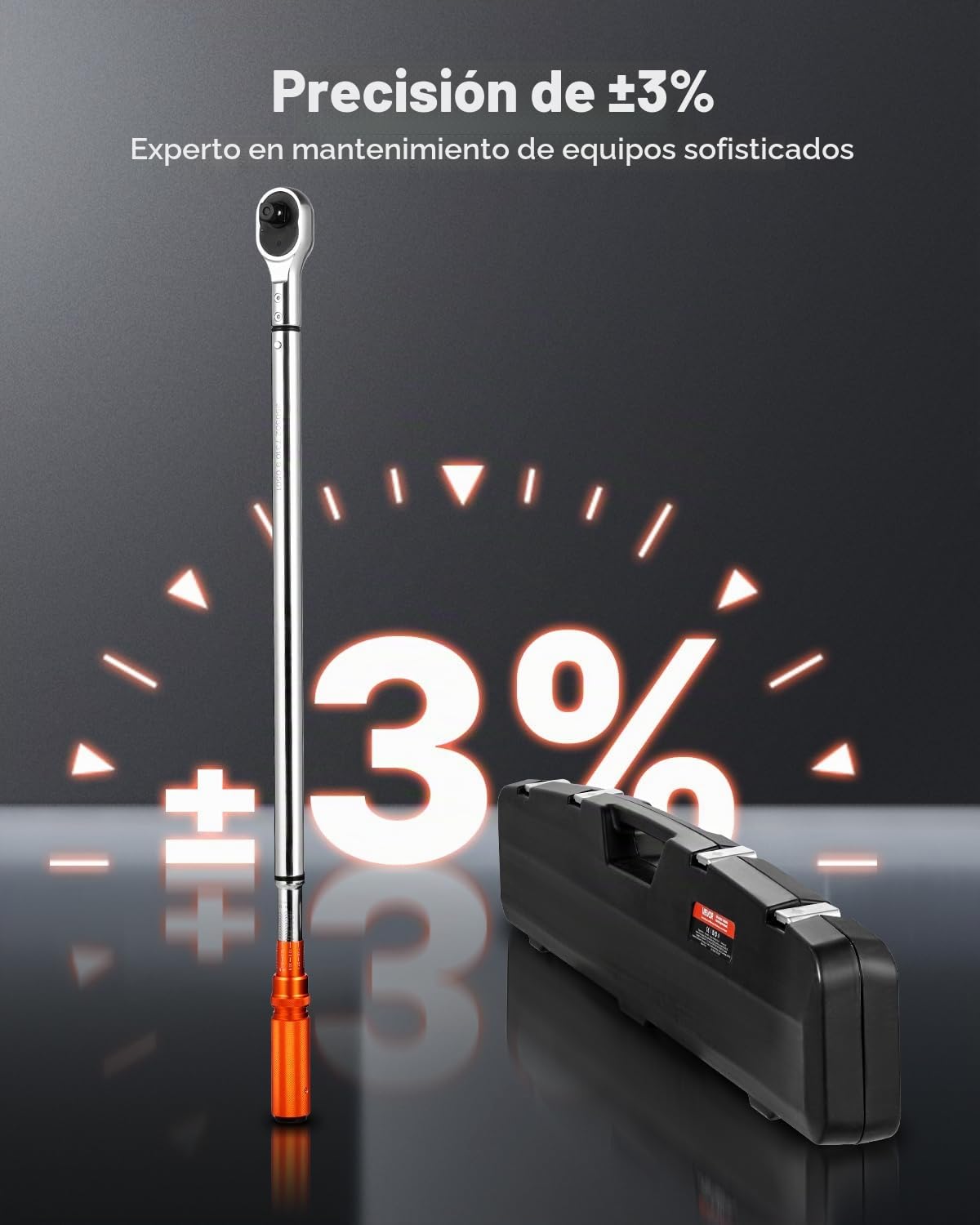 VEVOR Llave Dinamométrica de Clic Accionamiento de 3/4" 136–814 Nm 48 Dientes ±3% de Alta Precisión Juego de Llaves Dinamométricas de Doble Dirección con Escalas de Doble Rango para Reparación