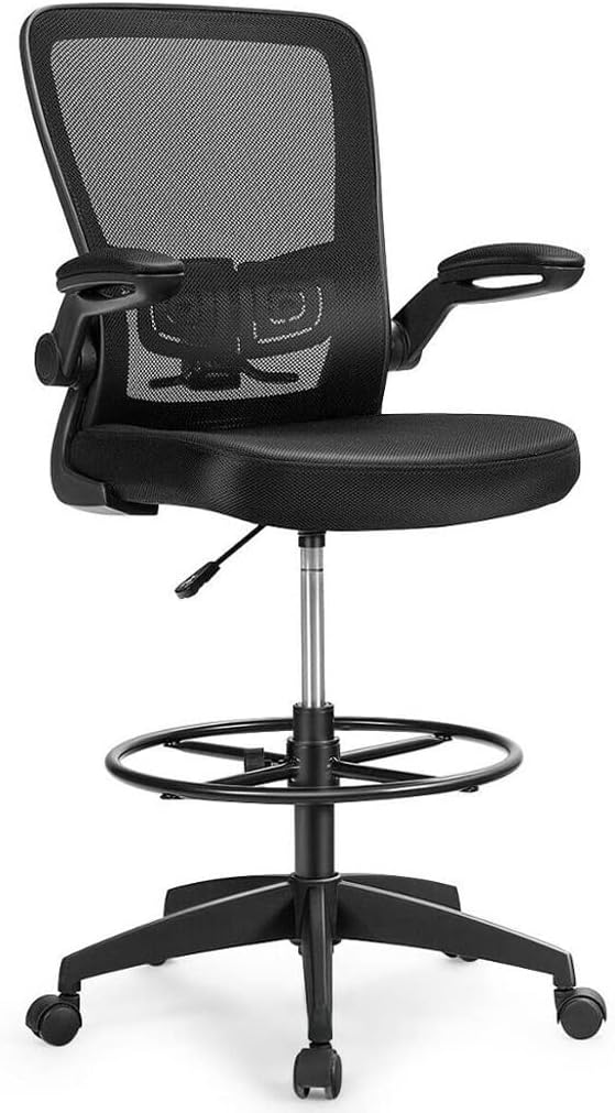 Tall Drafting Chair with Adjustable Height Lumbar Support Flip Up Arms Gaming Chair for Office Computer Desk Octopus feet