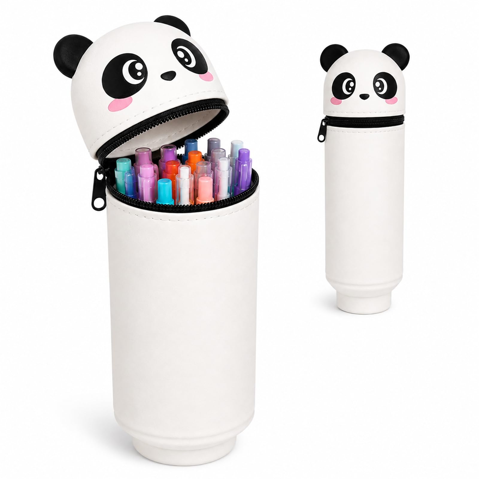 WHJYCC Kawaii Panda Silicone Pencil Case, 2-in-1 Pen Holder with Zip