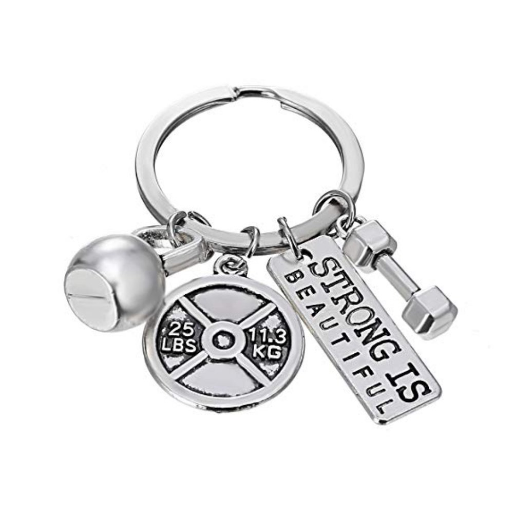 Leezo Dumbbell Keychain Special Crossfit Keyring Charm Weight Barbell Fitness Weightlifting Gym Keychain Gift for Women Men Boy Girl