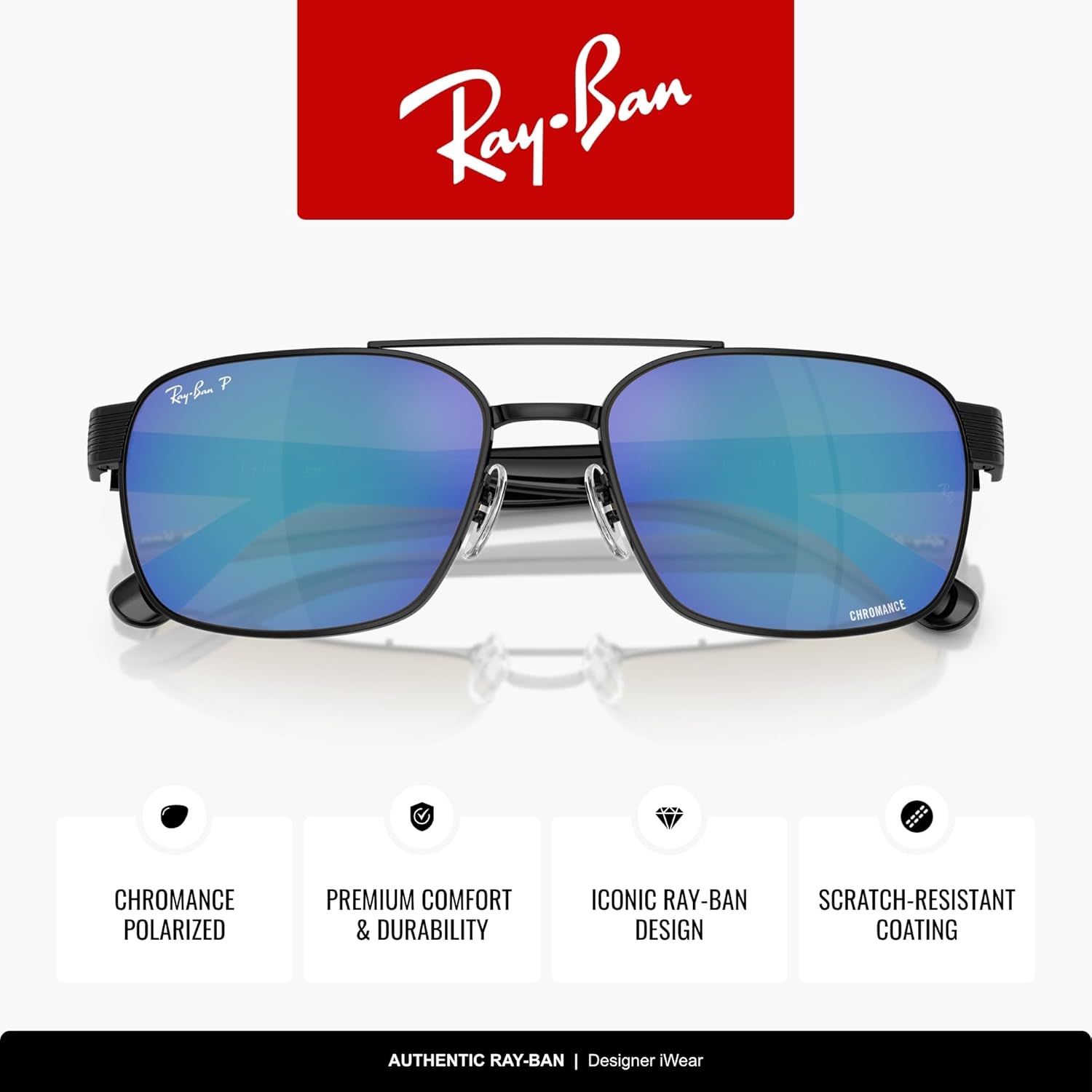 Ray-Ban RB3751CH Polarized Square Sunglasses for Men for Women
