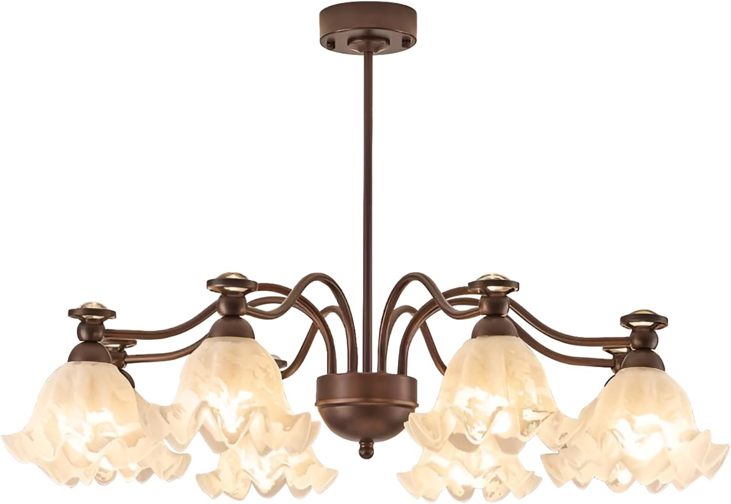 8 Light Farmhouse Oil Rubbed Bronze Chandelier Large Milk Glass Sputnik Dining Room Light Fixture Modern Industrial Pendant Lights Kitchen Island for Living Room Bedroom Foyer Porch MPL49-8