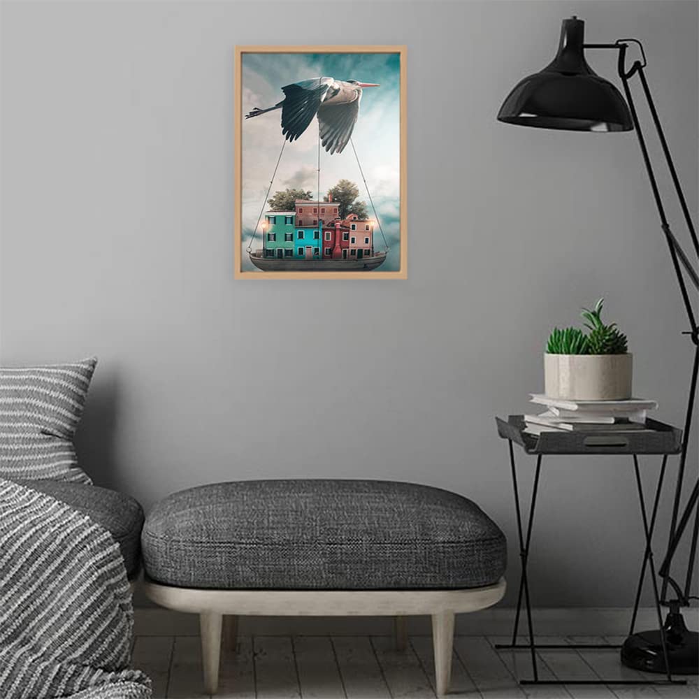 VERRE ART Wooden Floater Framed Canvas - Wall Decor for Living Room, Bedroom, Office, Hotels, Drawing Room (10in X 14in) - Storch Und Hausboote