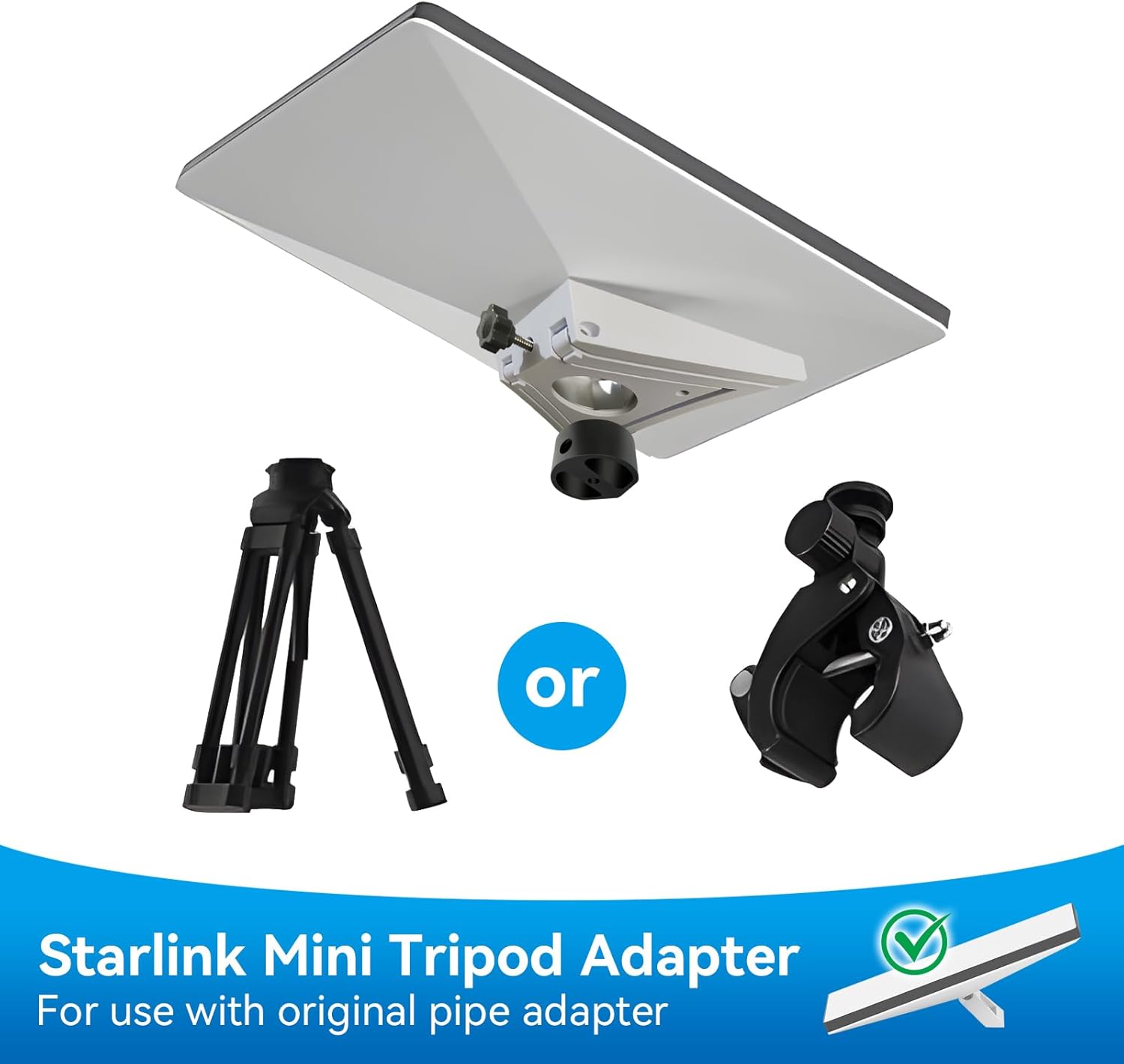 2-in-1 Starlink Mini Mount – Integrated Pipe Adapter & Standard Mini Kickstand with Magnetic Adapter and 1/4"-20 Adapter, Starlink Mini Accessories Kit for RV/Yacht/Guardrails