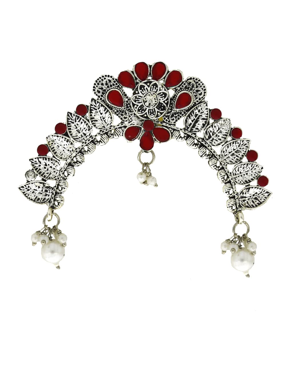 Indian Collectible - Adorabile spilla per capelli color argento, per donne alla moda, gioiello per capelli Maharashtrian, 1 Count (Pack of 1), Metallo, Senza pietra