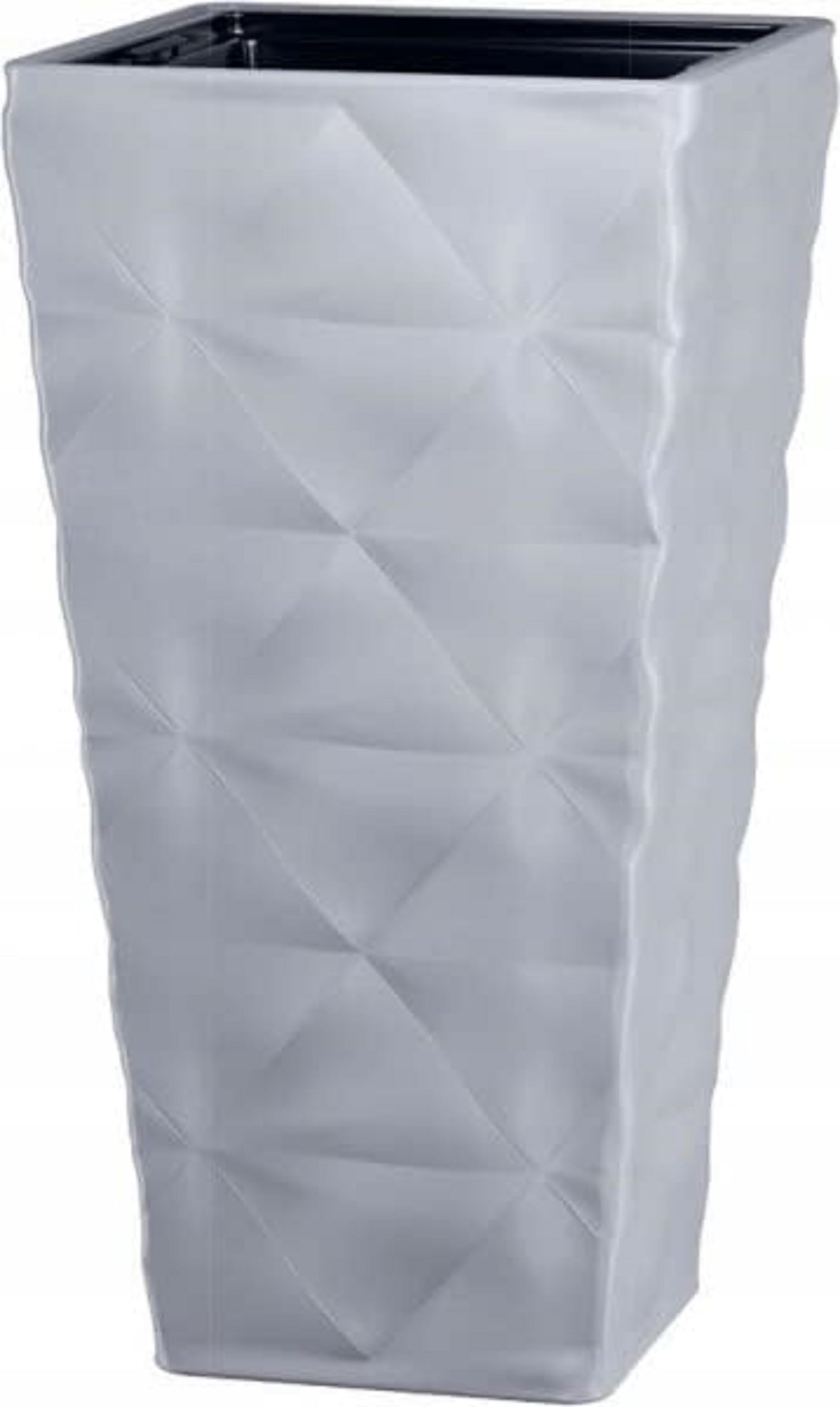 B2C Square Tall Plant Pot Elegant Large Flower Indoor Outdoor Garden Planters Diva (H 57cm x D 30cm, Light Grey)