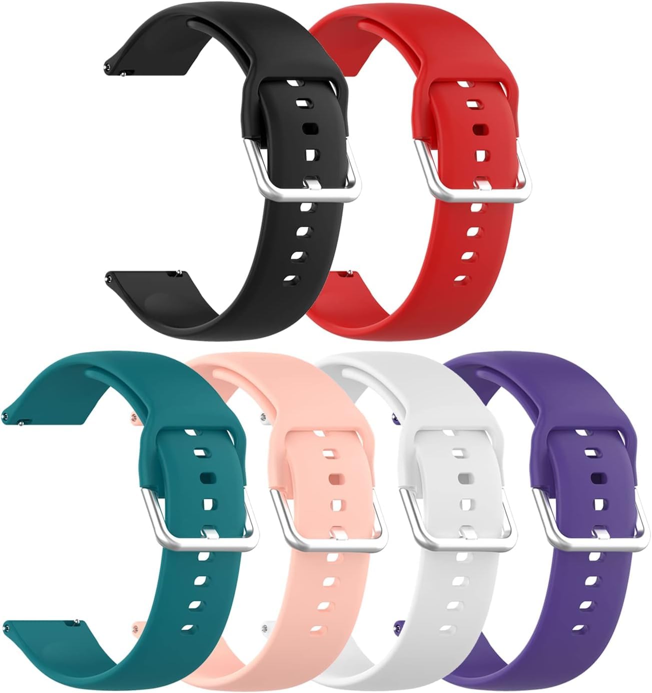 Cinturini Regolabili in Silicone A Sgancio Rapido da 18 Mm, 19 Mm, 20 Mm E 22 Mm per Uomo E Donna, Cinturino di Ricambio Resistente con Fibbia in Pelle E Acciaio Inossidabile. 6Colors 22MM