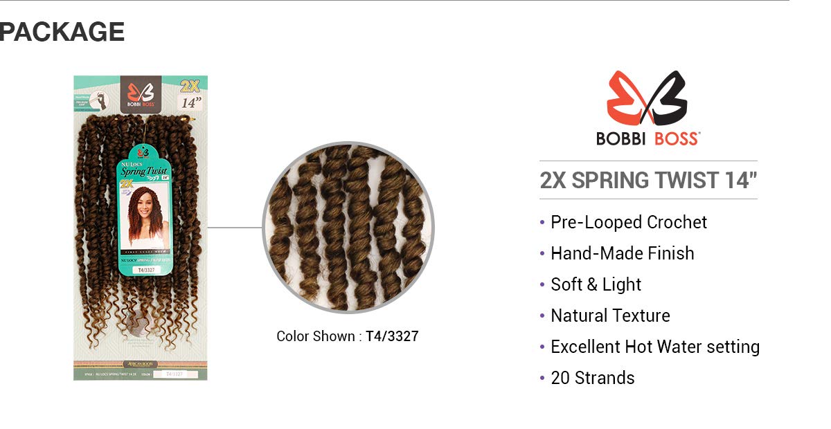 Boobi Boss Crochet Braids Nu Locs 2X Spring Twist 14" (5-pack, RUST RED)