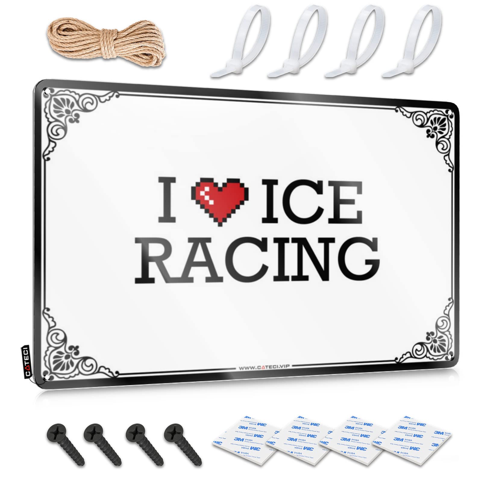 Fzfn Colour Tin Sign Man Cave Stuff Wall Decor | I Love Ice Racing Americana For Farmhouse Home(30X40cm)