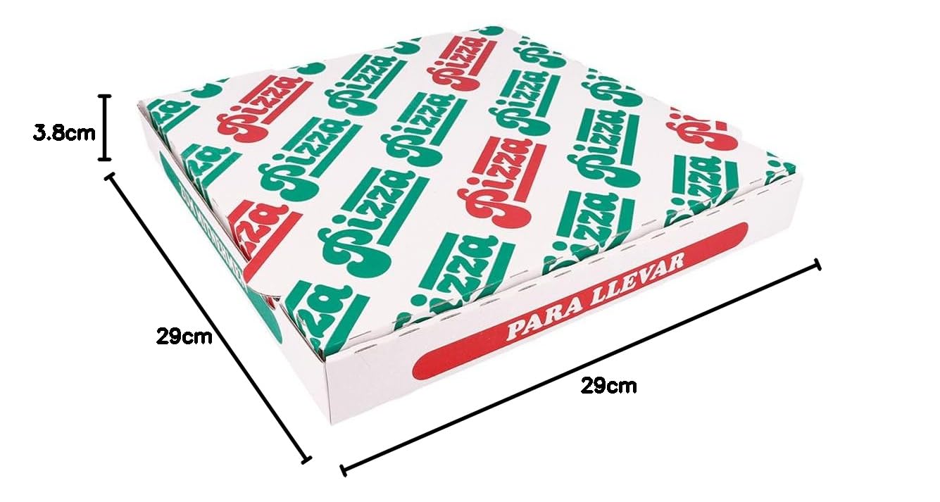Garcia de Pou 100 pezzi - Scatole per pizza 'Thepack' 330 G/M2 29 x 29 x 3,8 cm bianco cartone ondulato microcanale