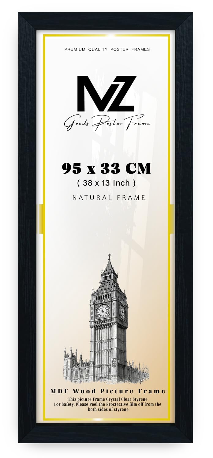 Mz Goods Black | Modern Home & Office Décor (95 X 33 Cm) | 38 X 13 Inch Engineered Wood Frames | Ideal For Christmas & Birthdays 3' 1" X 1' 1" [ ]