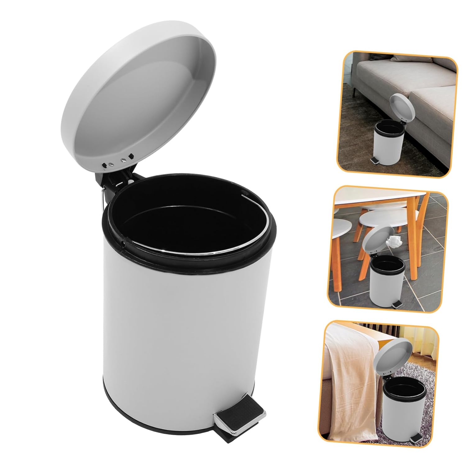 Step Trash Can Kitchen Waste Bin Lid Lock Modern Office Garbage Can Silent Flip-top Trash Bin