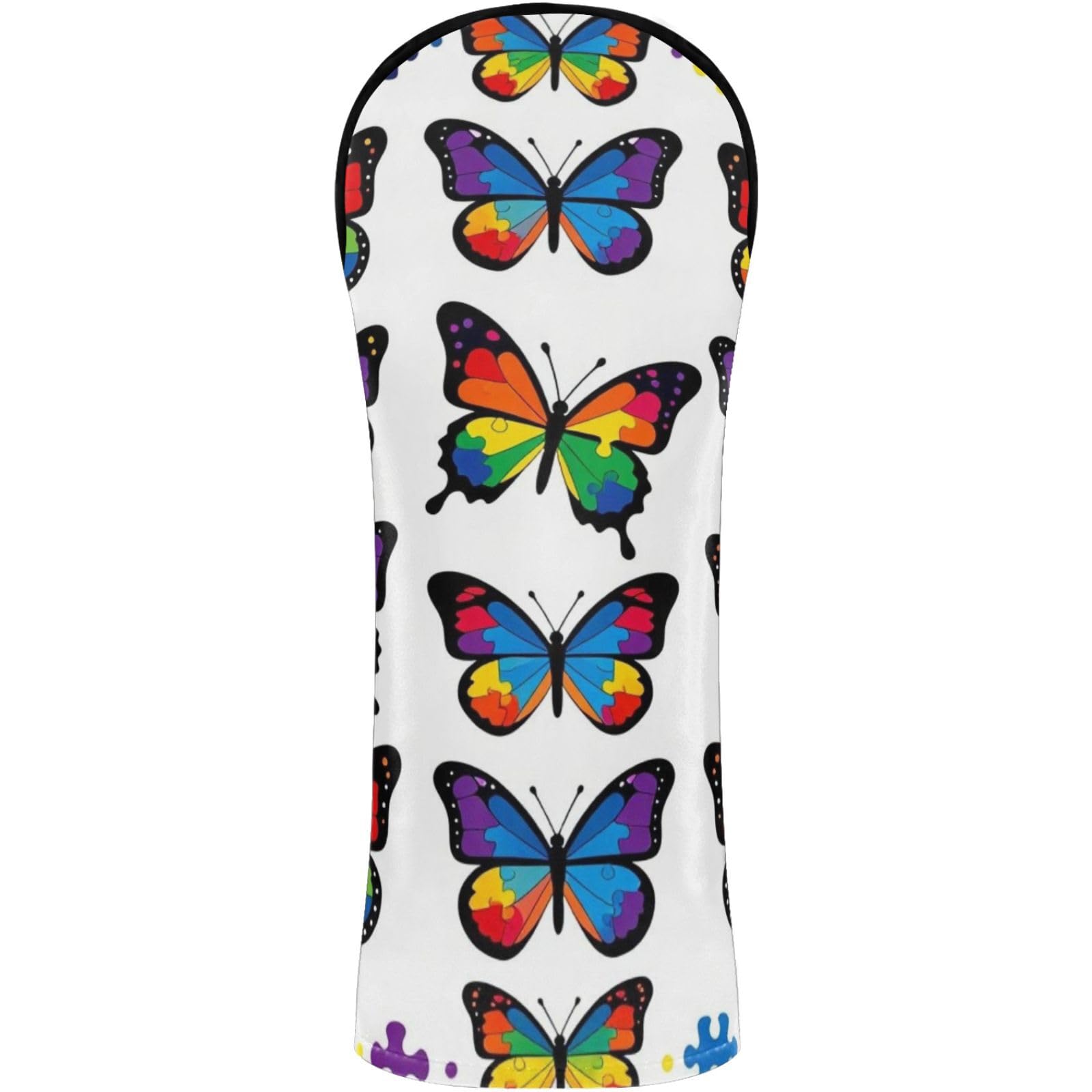 Golf Club Head Cover Headcover with Interchangeable No. Tags for Woods and Driver Fairway Hybrid Autism Awareness Butterfly Puzzle Pattern