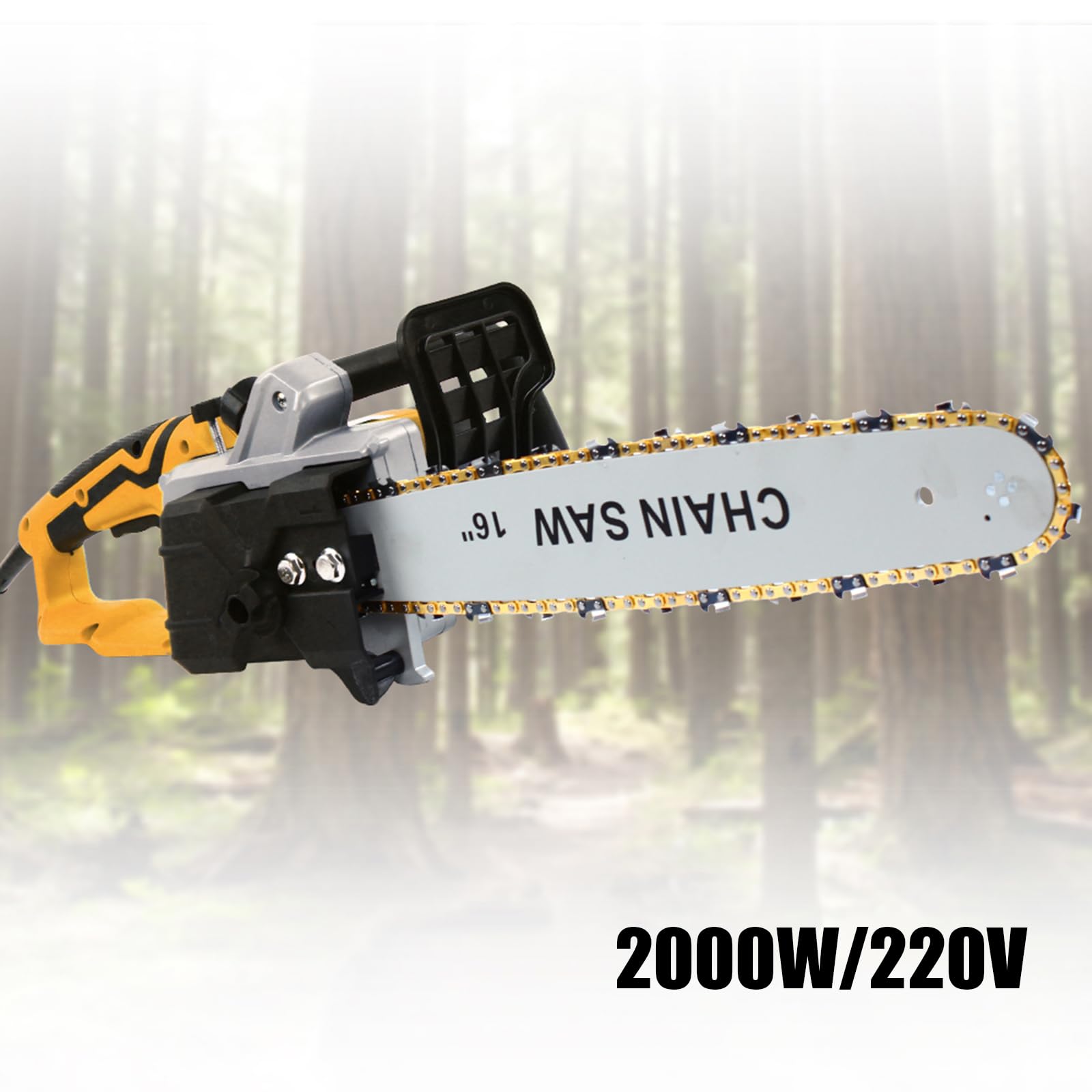 Elektryczna piła łańcuchowa, 16 cali 2000 W, piła łańcuchowa 35 cm, do cięcia drewna, gałęzi drzew, przycinania, podwórka, ogrodu (żółty)
