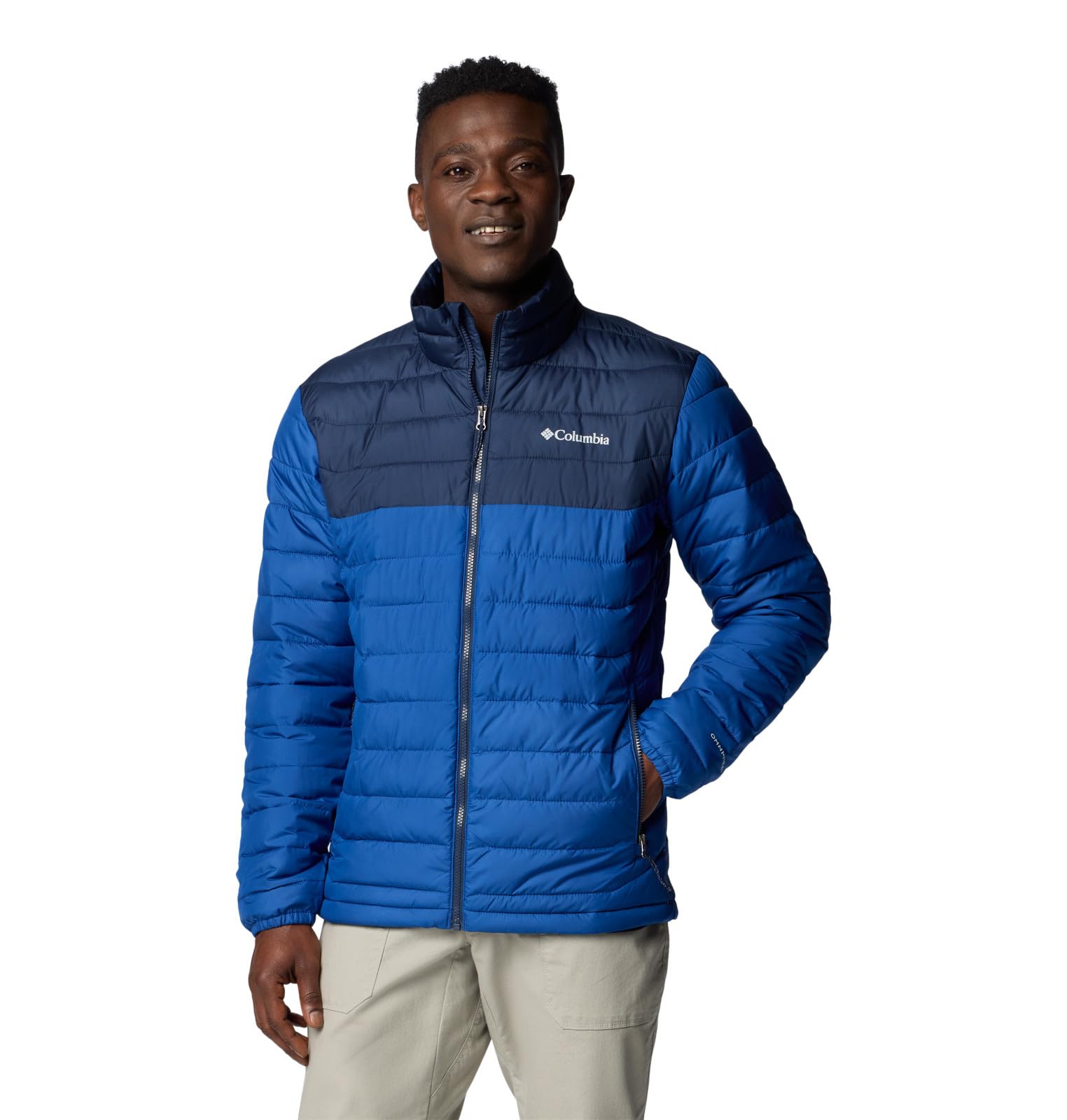 ColumbiaMen's Powder Lite II Jacket, Mountain Blue/Collegiate Navy, Large