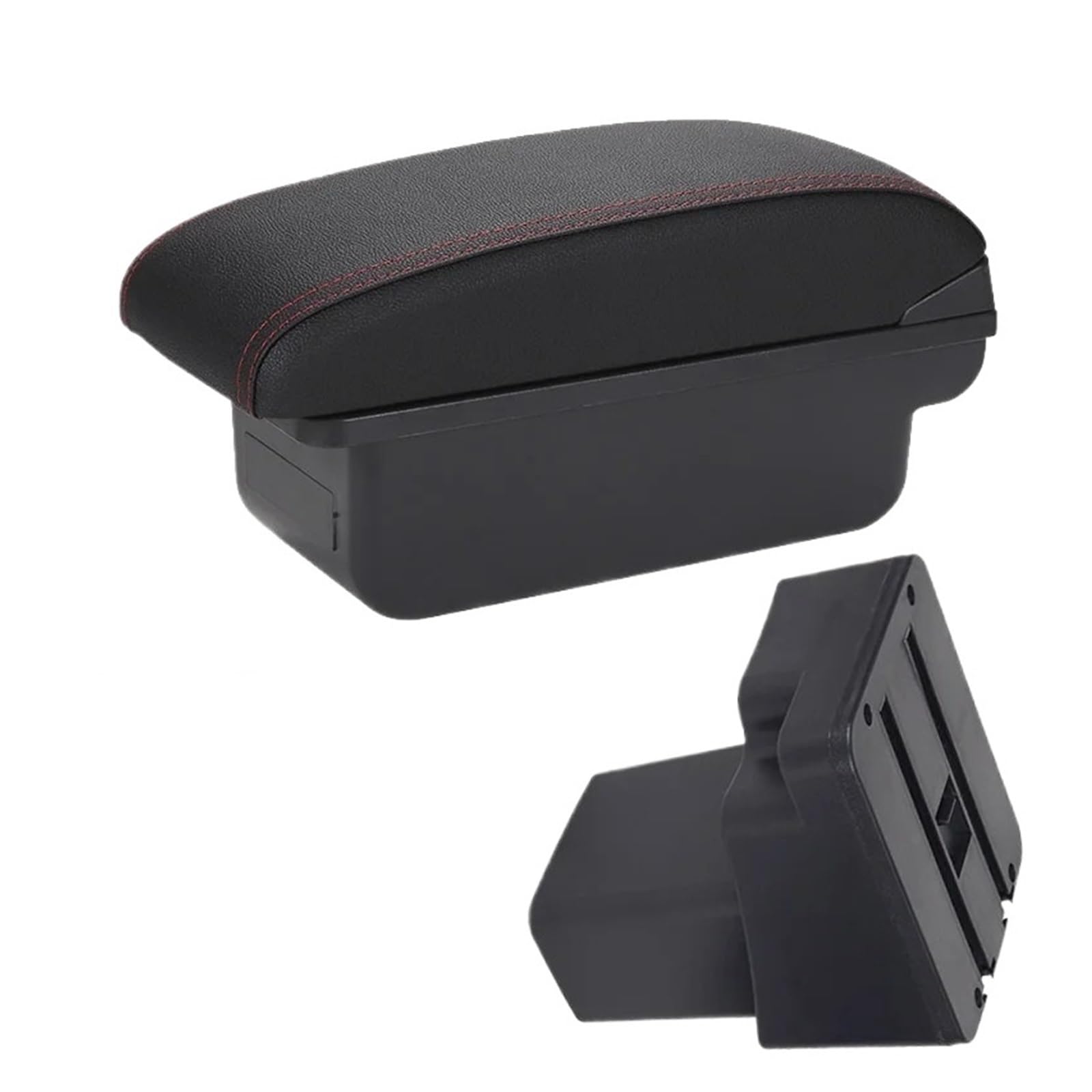 Qsnfda Car Arm Rest For Hyundai For Accent RB For Solaris For Verna 2011-2016 Car Armrest Storage Box Accessorie(C Black red NO USB)