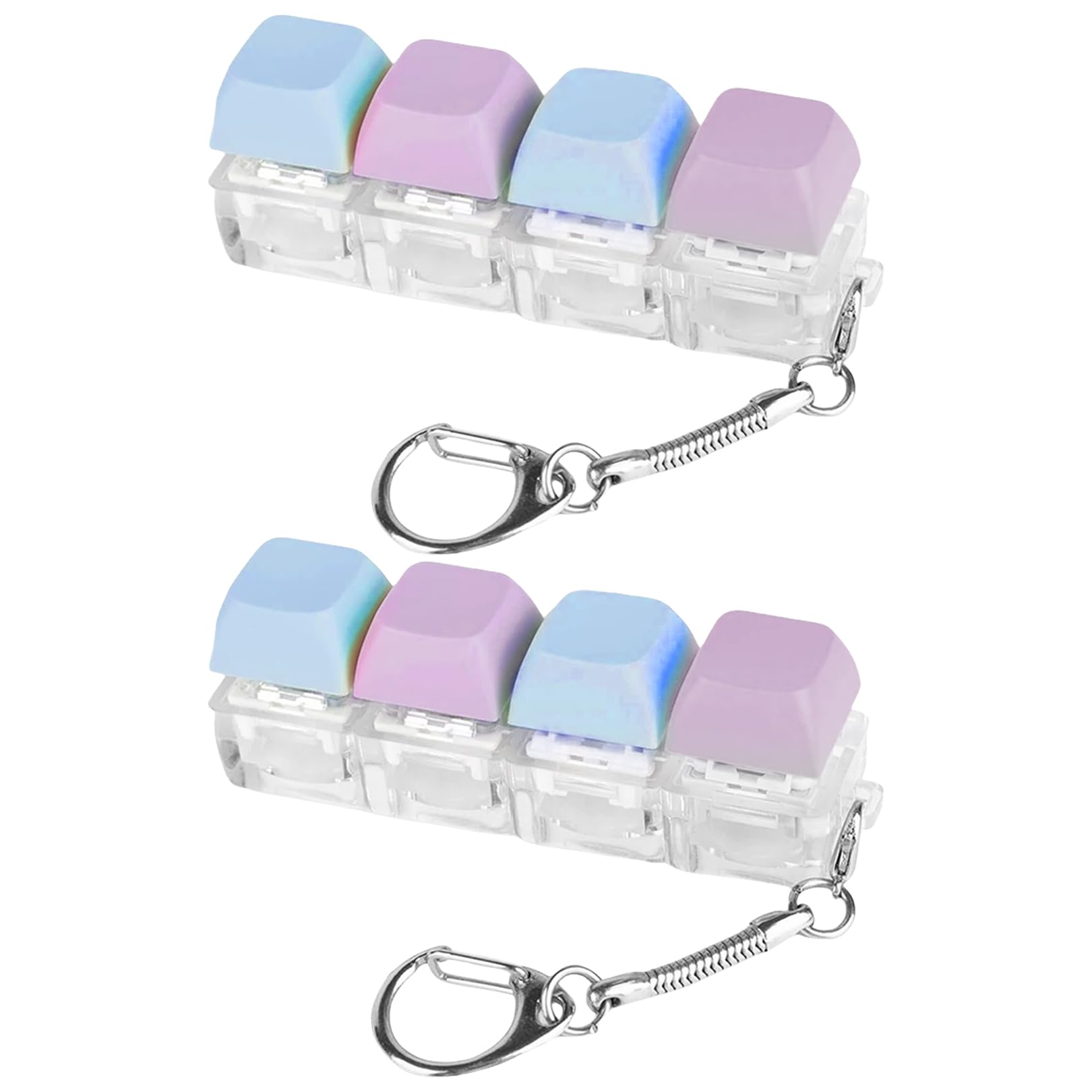 2 Pcs Keyboard Fidget Toy,Keyring Keychain,Key Board Clicker Toys,4-Button Gadget Click Button Keycap Keys,Decompression Stress Relief Finger Caps to Pass Time