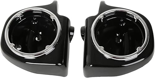 XMT-Moto Vivid Black 6.5" altavoz Pod inferior ventilado carenado compatible con Harley Davidson Touring modelos FLT, FLHT, FLHTCU, FLHRC, Road