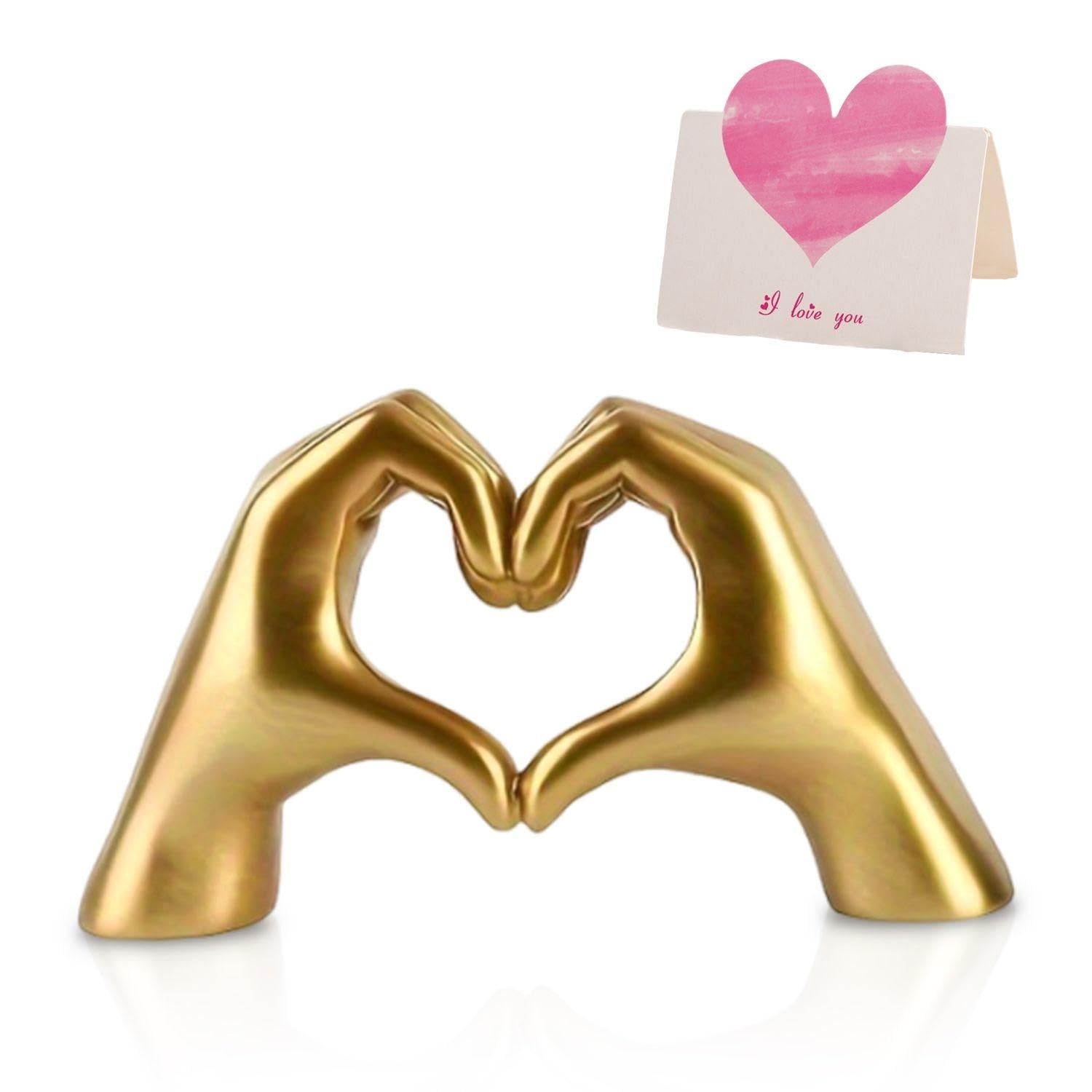 WUFGWBD 1 Piece Of Love Gesture Ornament, 1 Piece Of Love Greeting Card, Gesture Statue, Desktop Ornament, Romantic Heart-Shaped Ornament, Wedding Desktop Ornament, Couple, Wedding Gift