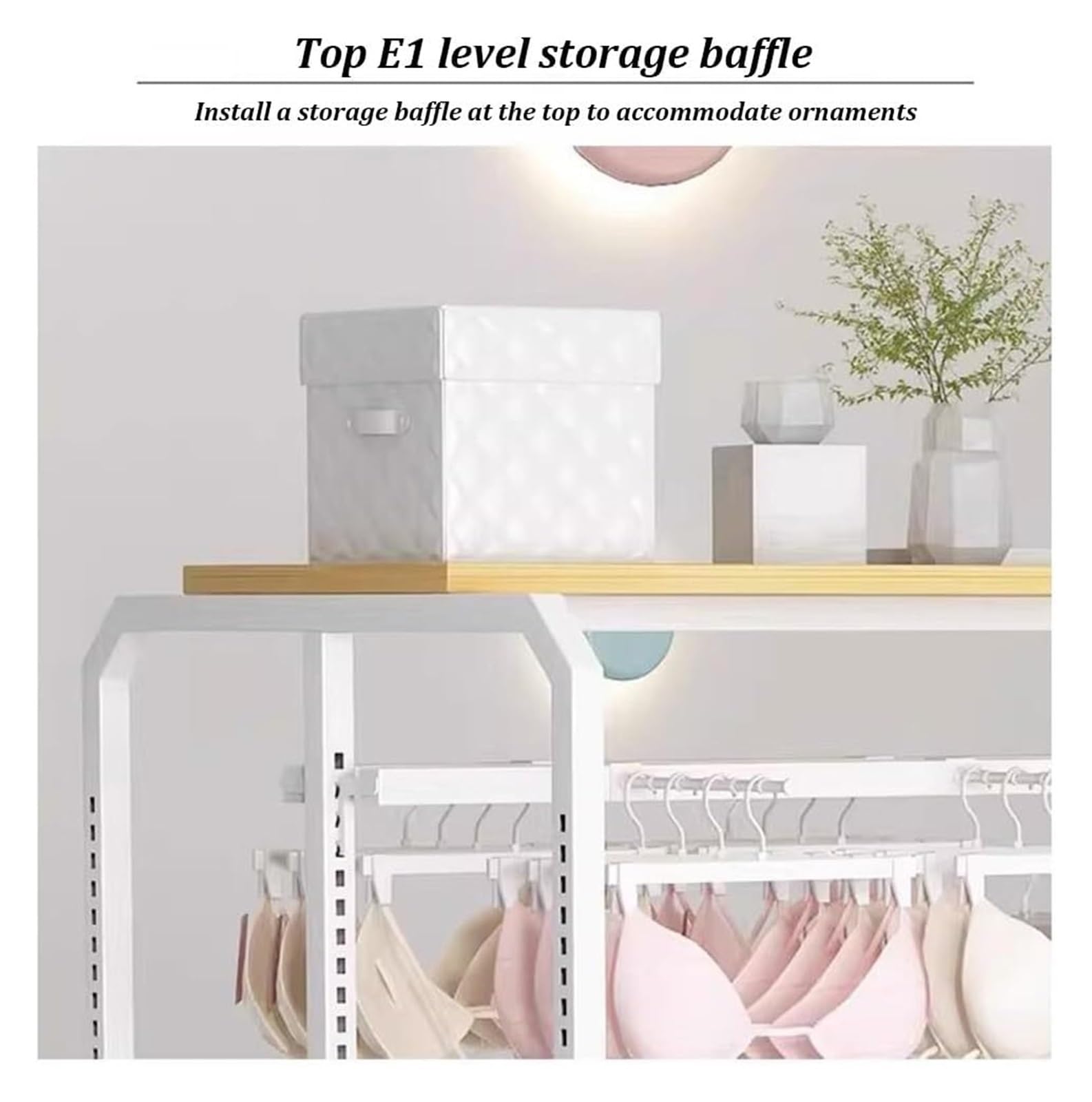 Regulowana wysokość Floor Stojąca odzież Rail Garment Rack for Boutiques Retail Lingerie Display Stand for Socks Bras Majtki i Szaliki Biały kolor