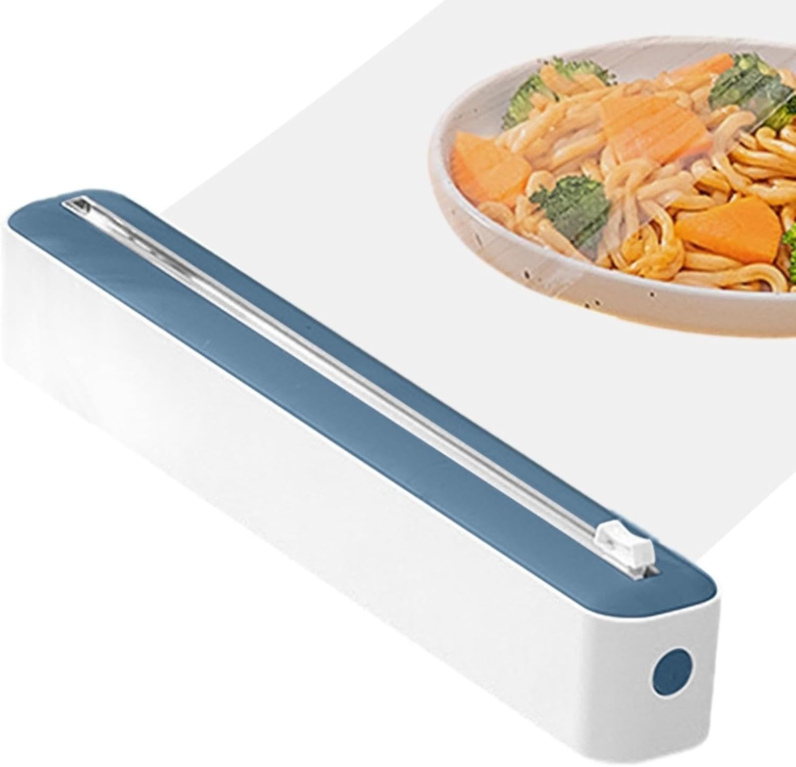 Distributeur Film Alimentaire | Rangement Papier Alu Et Film Alimentaire | Distributeur De Film Plastique avec Cutter | Distributeur Papier Aluminium | Dérouleur Film Alimentaire pour Cuisine (Bleu)