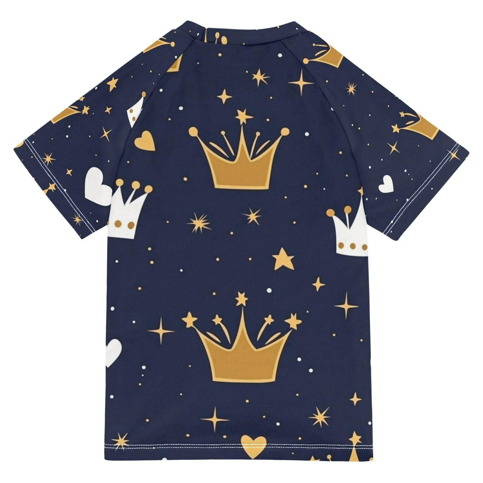 Jucciaco Boys Swimsuit King Crown Queen Blue Sunscreen Kids Sun Rashguard Short Sleeve T-Shirts Swimwear Sets UPF 50+