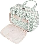 Narwey Checkered Sac de toilette de voyage pour les femmes, grand maquillage Cosmétiques Sac Organisateur pour la taille de voyage Articles de toilette Douche Essentiels Accessoires (Mint Green Checkerboard)