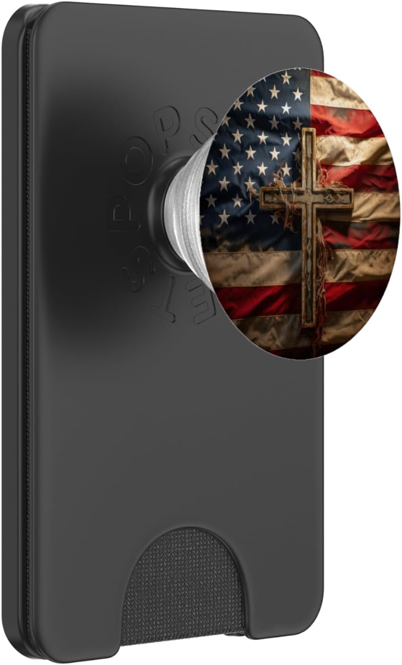 American Flag USA Cross Christian Faith Patriotic PopSockets PopWallet for MagSafe