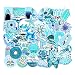 DZY Stickers for Water Bottles, 53 Pcs Hydro Flask Sticker Pack, Trendy VSCO Vinyl Aesthetic Stickers for Laptop Hydroflasks Skateboard, Waterproof Cool Cute Sticker for Teens Girls Adult, Blue