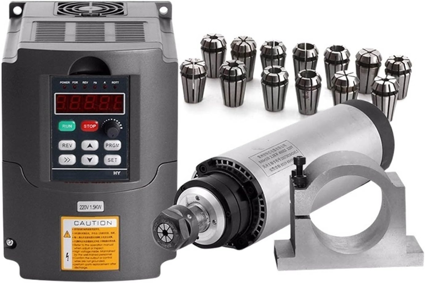 CNC Spindle 1.5KW CNC Router Spindle Motor Kit 0-24000RPMAir Spindle Tool Milling Machine 220 1.5KW Interver + ER16(1-10mm) + 80mm Clamp (Length : 110v)