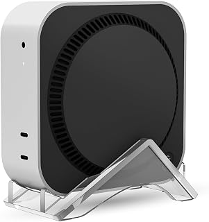 CaSZLUTION Vertical Mac mini M4 Stand, Acrylic Desktop Holder Compatible with Apple 2024 Mac mini M4 / M4 Pro - Anti-Slip Base, Improved Cooling & Space-Saving Design (Clear)