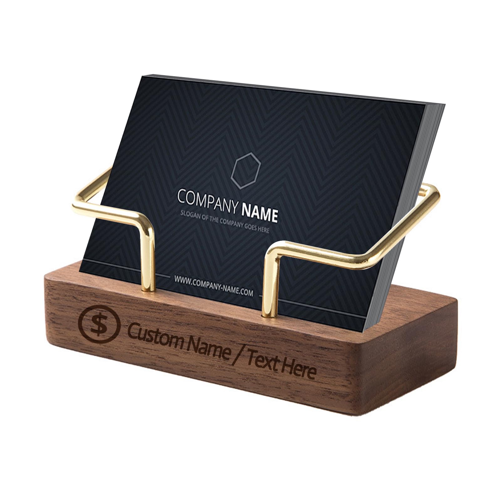 AAQ Personalised Business Card Holders for Desk – Custom Engraved Wooden Card Holder with Name/Logo,Unique Office Gift for Men Women Boss Colleagues (Walnut-Square)