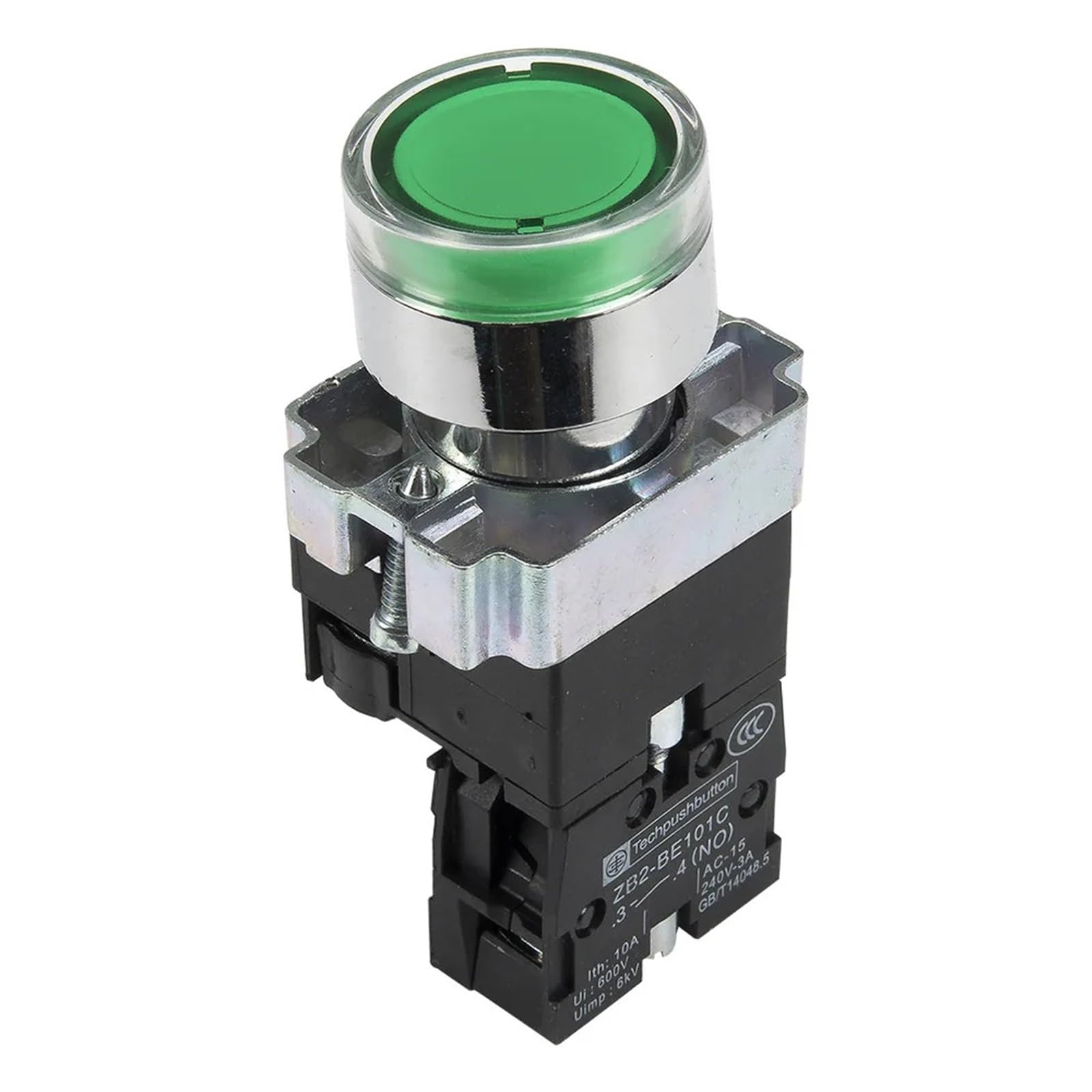 JNURGWLYH 10pcs XB2-BW3361 22mm Reset - Off Round Push Button Switch SPST Pushbutton with Light(220V)