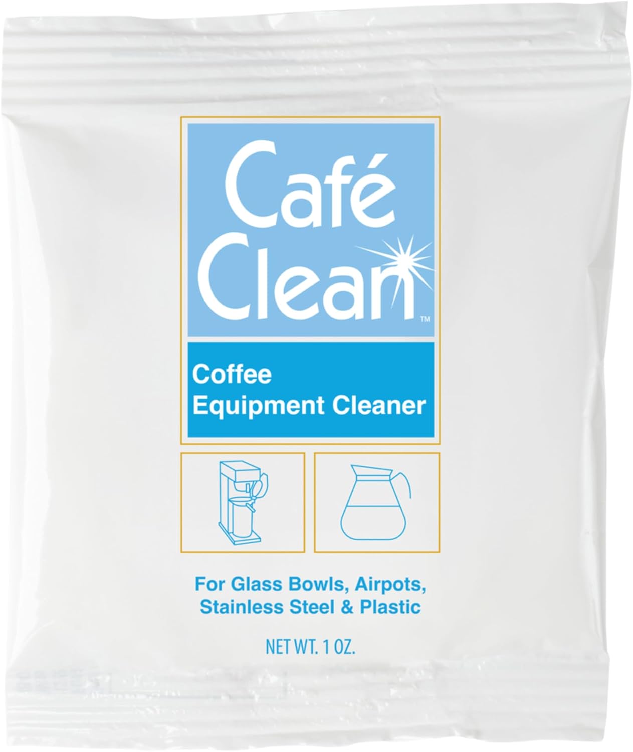 Stera Sheen Coffee Equipment Cleaner, All-Purpose Brewing Equipment, Espresso, Coffee Maker Cleaner, Café Clean Removes Oil, Stain Buildup, from Glass, Plastic & Stainless Steel - 1 Oz. (48 Count)