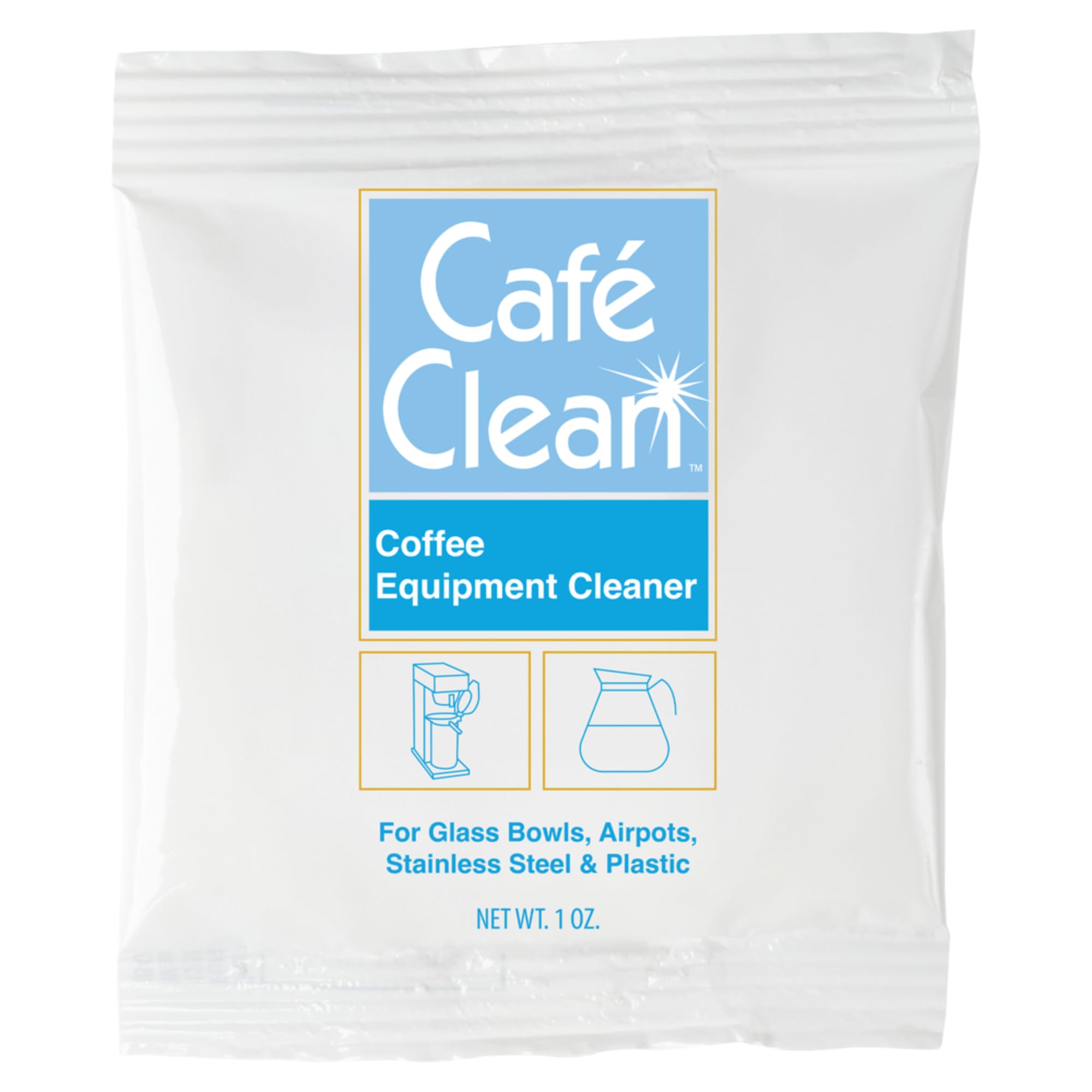 Stera Sheen Coffee Equipment Cleaner, All-Purpose Brewing Equipment, Espresso, Coffee Maker Cleaner, Café Clean Removes Oil, Stain Buildup, from Glass, Plastic & Stainless Steel - 1 Oz. (48 Count)